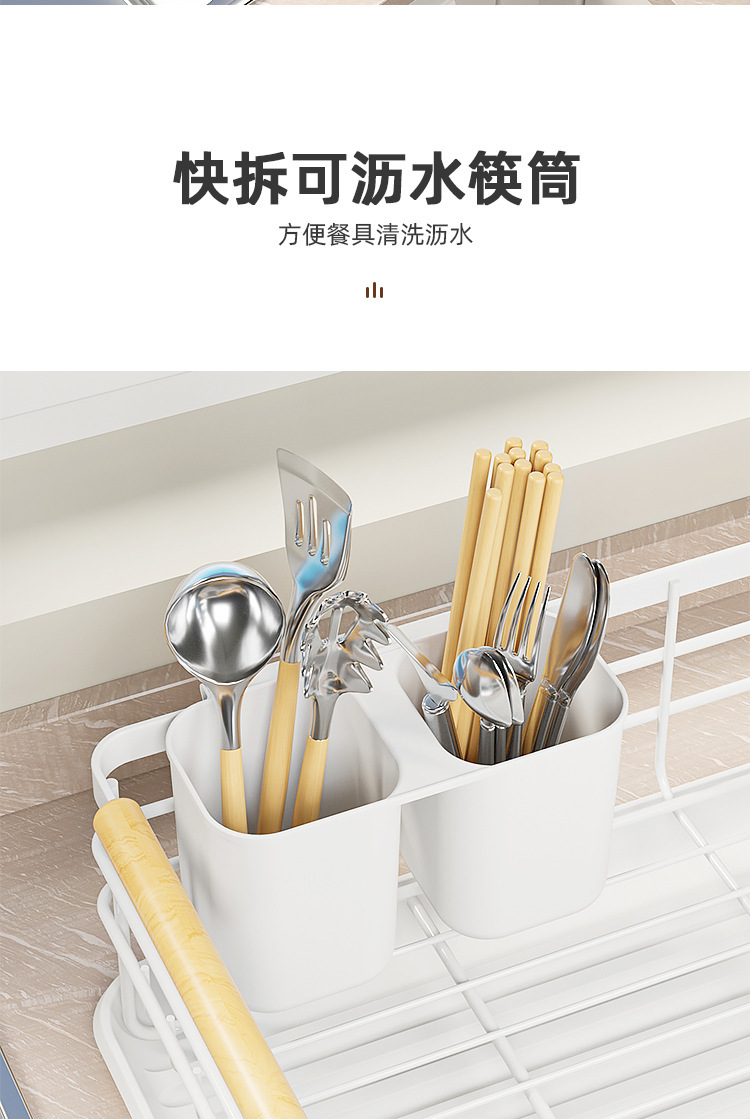 厨房台面白色单层盘子架沥水碗架多功能餐具收纳架碗架子置物架详情6