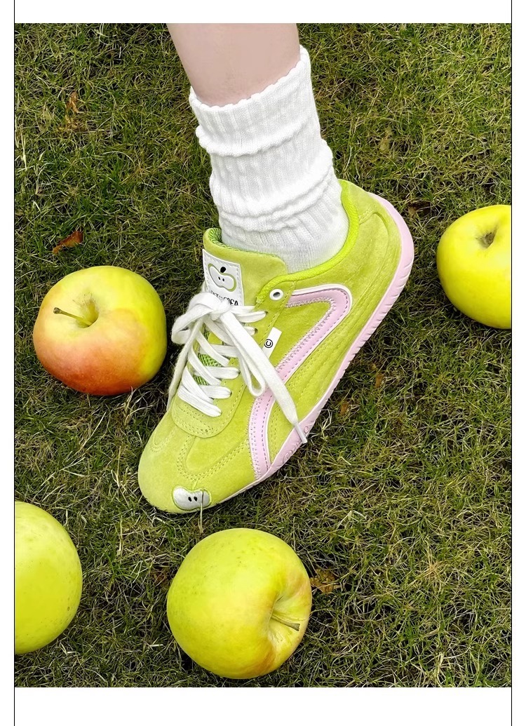 新款厚底增高红色苹果系带德训鞋复古时尚百搭阿甘运动休闲鞋女详情13