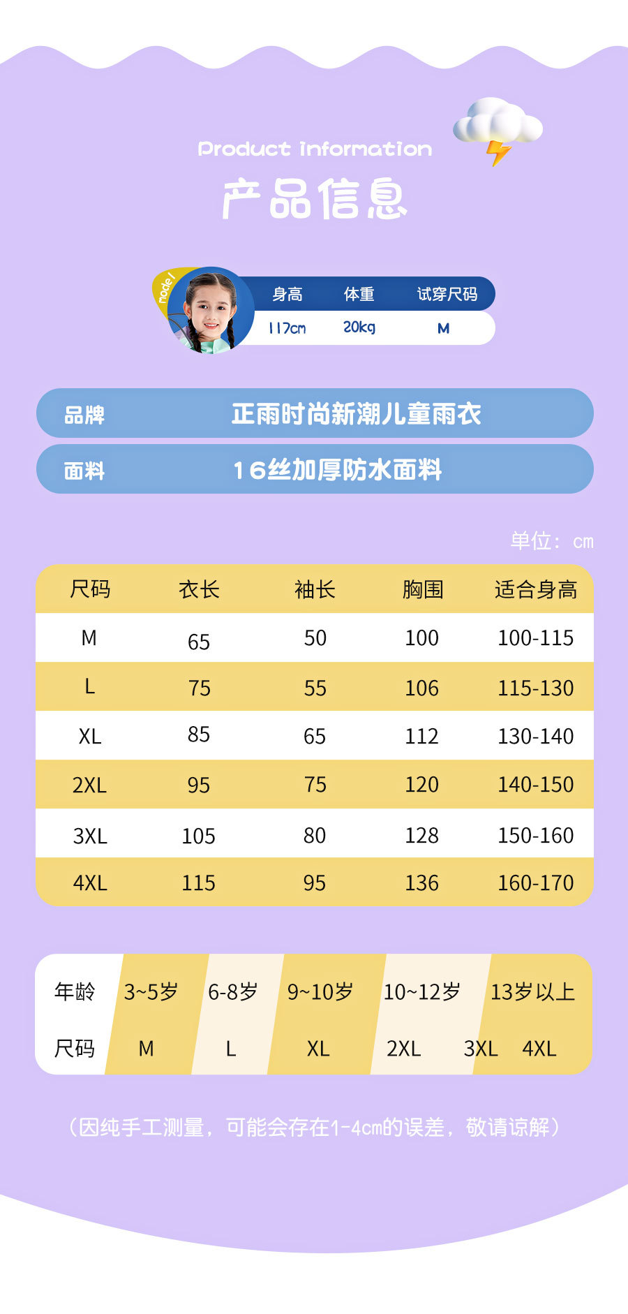 儿童雨衣女童女孩2024新款中大童小学生上学专用带书包位加厚雨披详情14