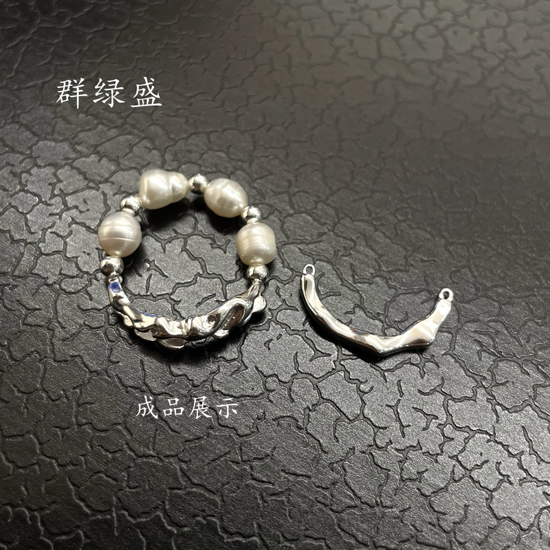 Qunlusheng S925 sterling Silver Baroque Style Half Ring, versatile diy hand-woven texture semi-finished product accessory C pic 8