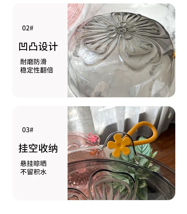 洗脸盆家用卫生间洗衣盆洗手盆高颜值加厚透明塑料盆子多用洗面盆详情10