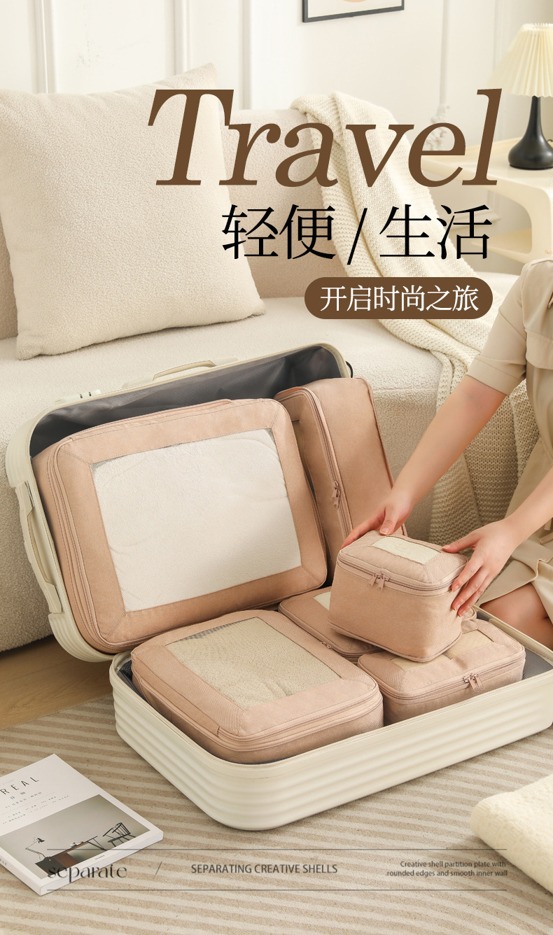 旅行收纳袋压缩衣物行李箱收纳包阳离子六件套出游整理包整理袋详情1