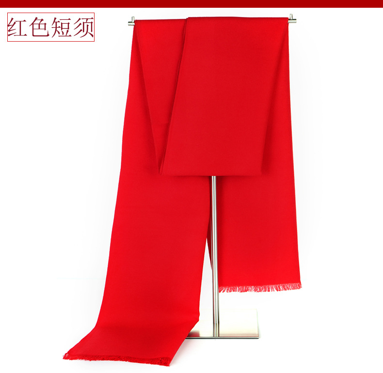 Wholesale of custom-made logo annual meeting event gifts, embroidered and printed red scarves and shawls pic 23