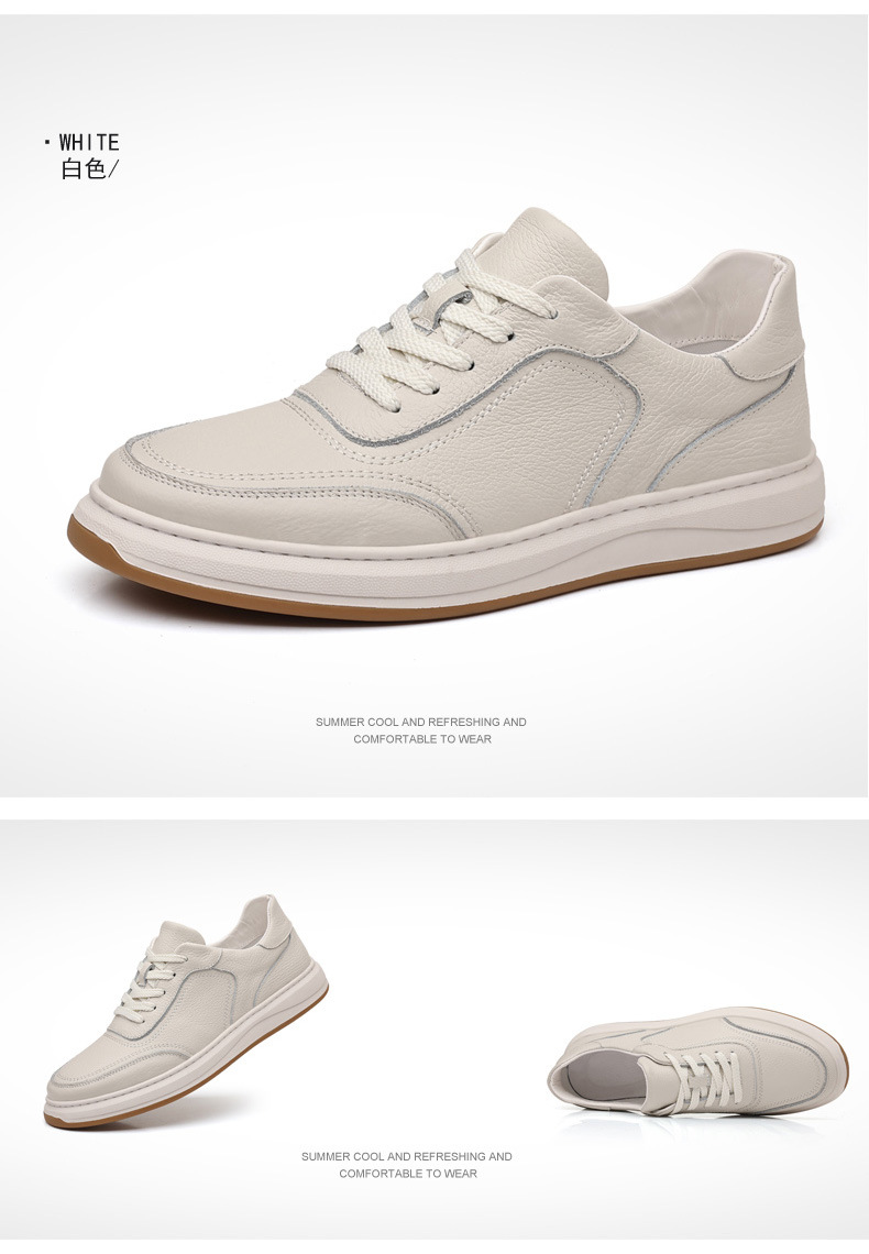 头层牛皮春季新款男士休闲鞋真皮透气男款皮鞋小白鞋板鞋男鞋鞋子详情41