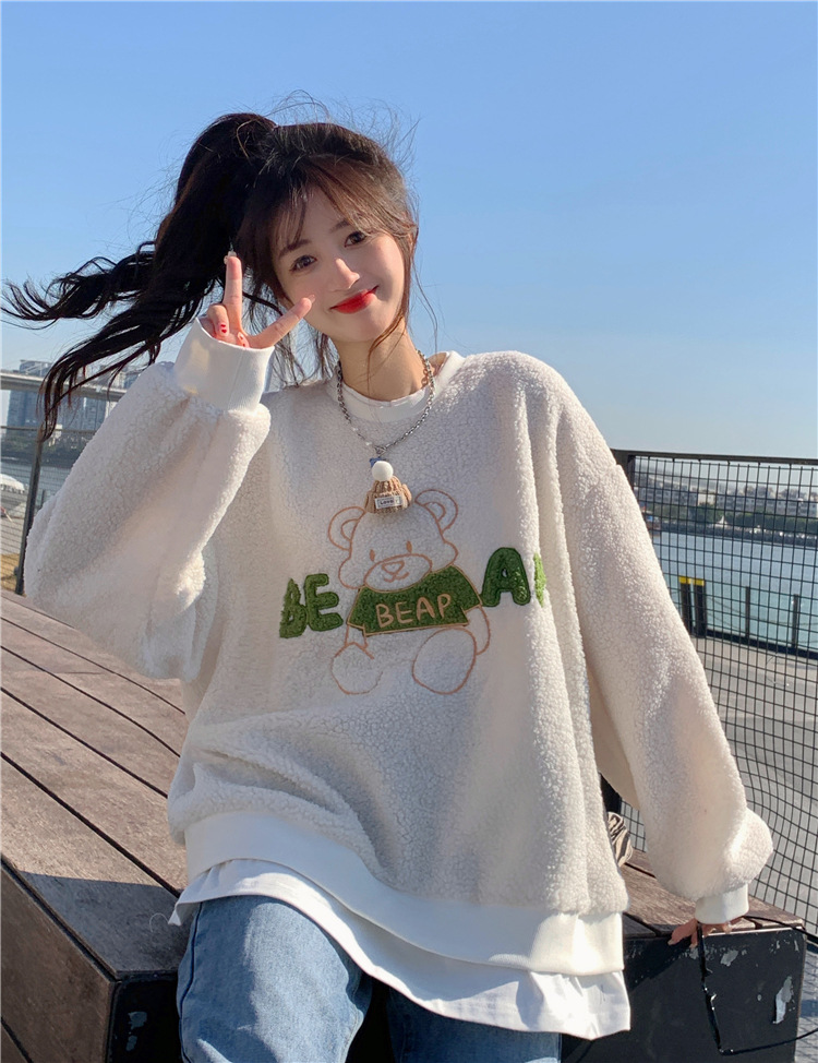 Here are two new autumn 2024 embroidered loose long-sleeved sweatshirts for women pic 23