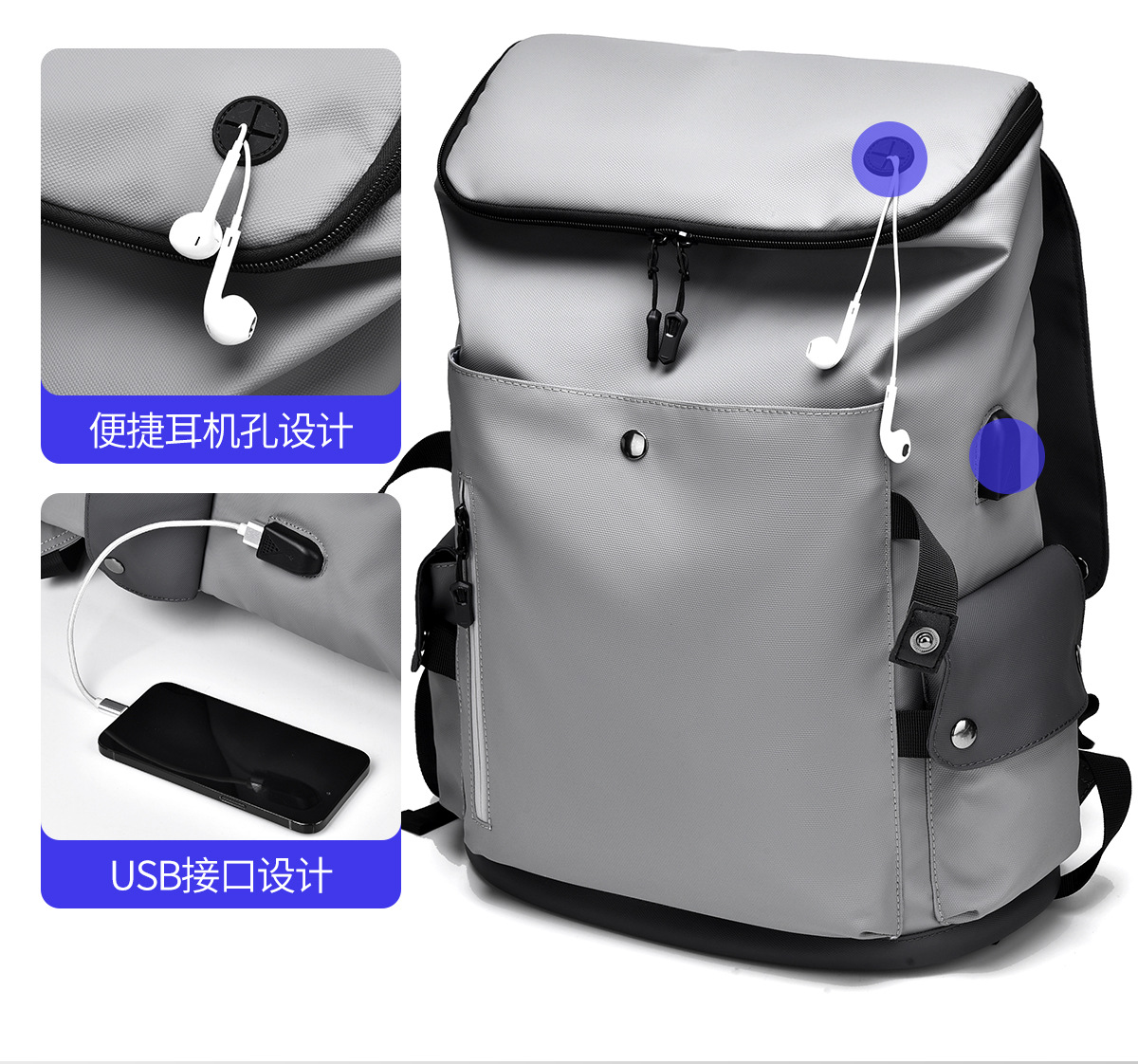 跨境新款轻便双肩背包男士商务休闲电脑包防水旅行包潮学生书包女详情9