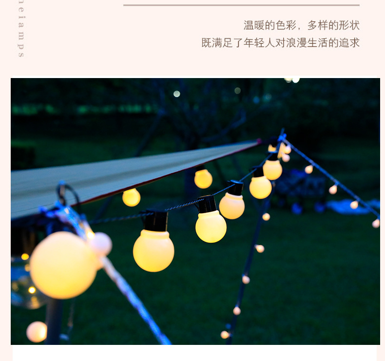 跨境热销led球泡灯串户外露营天幕太阳能灯串婚庆夜市摆摊装饰氛围灯详情4