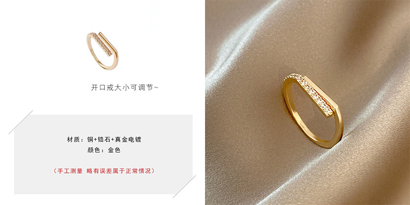 Korean-style niche light luxury ring, with a unique design sense, micro-inset zircon ring, a high-end and adjustable jewelry that is popular among Internet celebrities pic 2