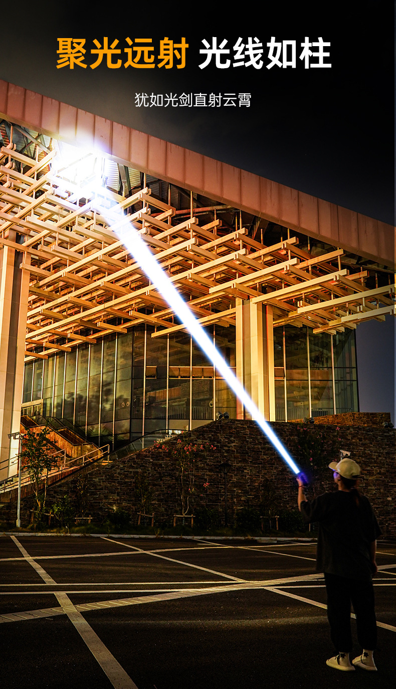 Cross-border high-power White Aurora flashlight, outdoor lighting, waterproof strong light, multi-functional emergency telescopic zoom flashlight pic 8