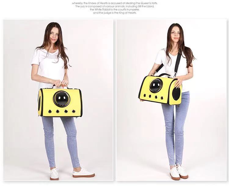 Wholesale of portable pet bags, horizontal cat bags, space capsule large space pet backpacks, PU mobile transparent portable portable bags for going out pic 8