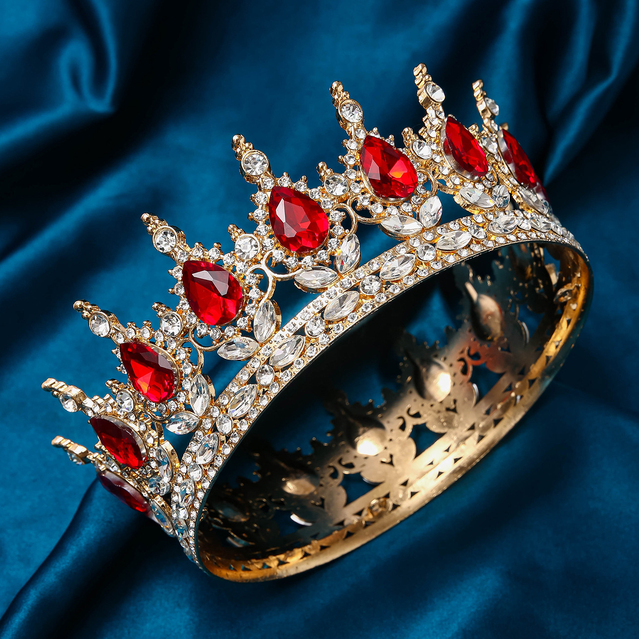 Best-selling water diamond crowns in European and American foreign trade, full-circle large crowns for bride headwear on Amazon, direct sales from the manufacturer pic 5