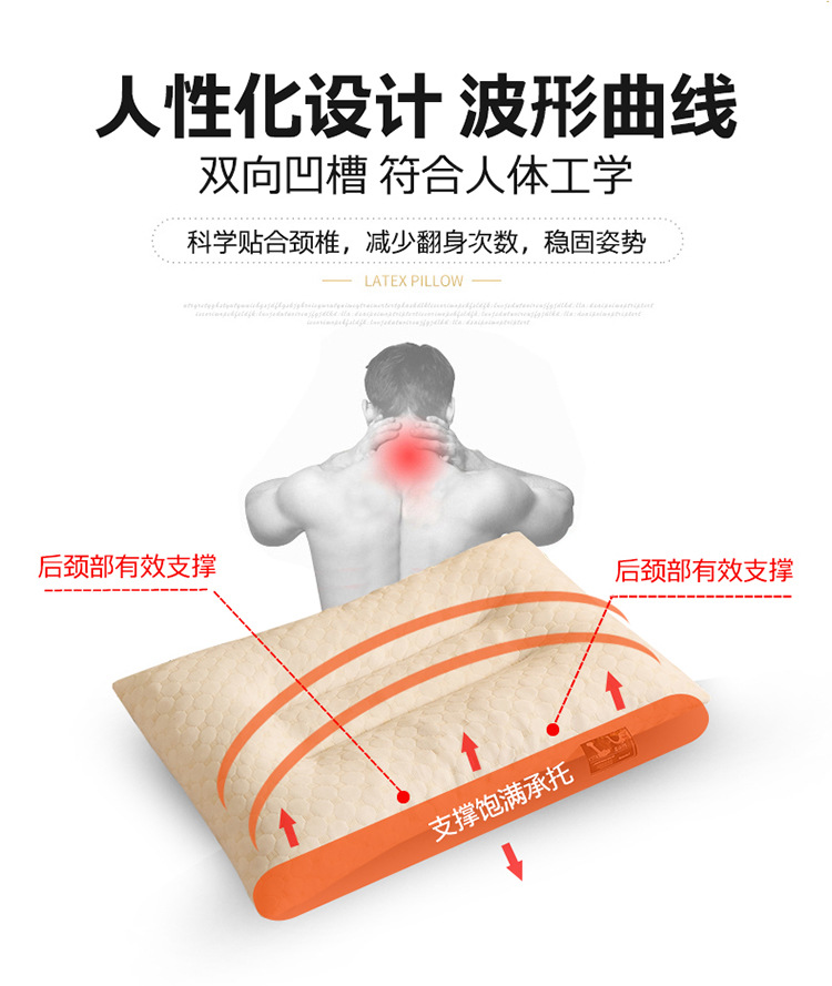 天然乳胶颗粒枕芯成人高低颈椎枕单人护颈乳胶保健枕头厂家代发详情15