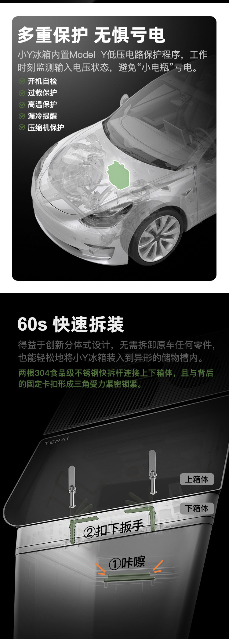 厂家直销Tesla后备箱压缩机制冷冰箱适用特斯拉冰箱MODEL Y冰箱详情8