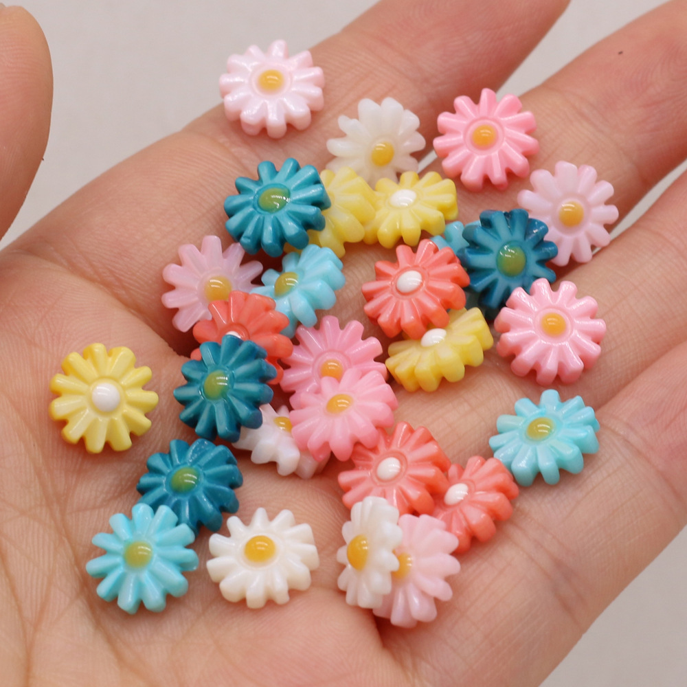 DIY jewelry accessories, natural shell hand-carved sunflowers, multi-color through-hole hairpins, earrings and pendants wholesale pic 7