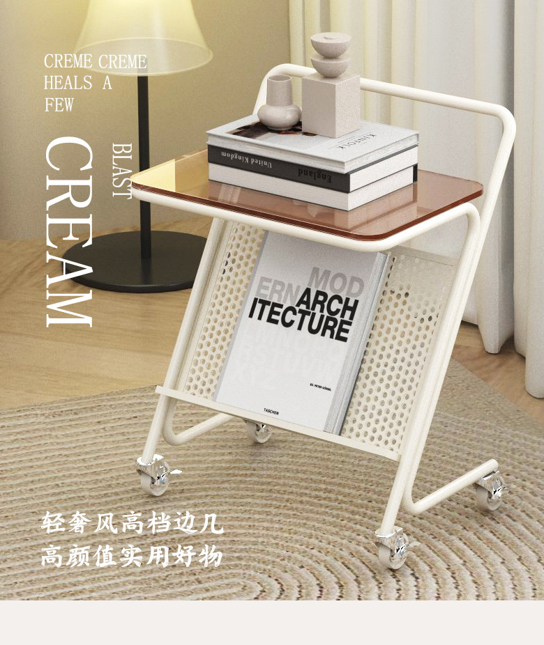 沙发边几客厅轻奢耐看实用小茶几卧室铁艺床头柜小型意式简约角几多功能床头柜详情1