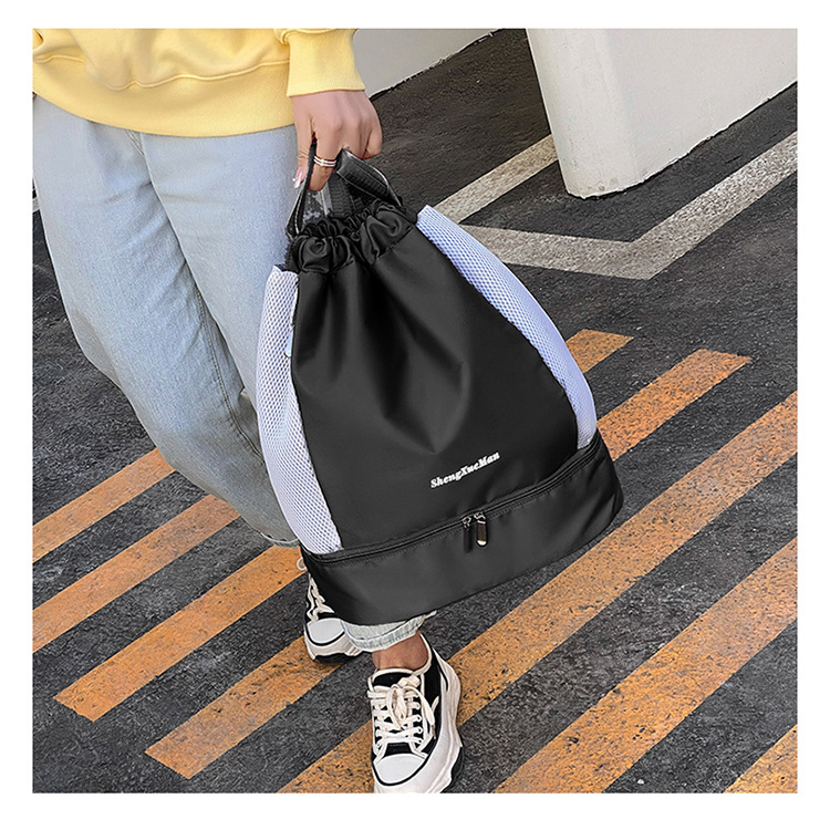 抽绳束口双肩包健身包干湿分离训练运动包洗漱包户外旅行游泳包详情15