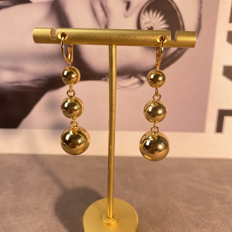 网红博主同款铜球耳环耳钉电镀真金日韩新款女欧美街拍超大耳环女详情6