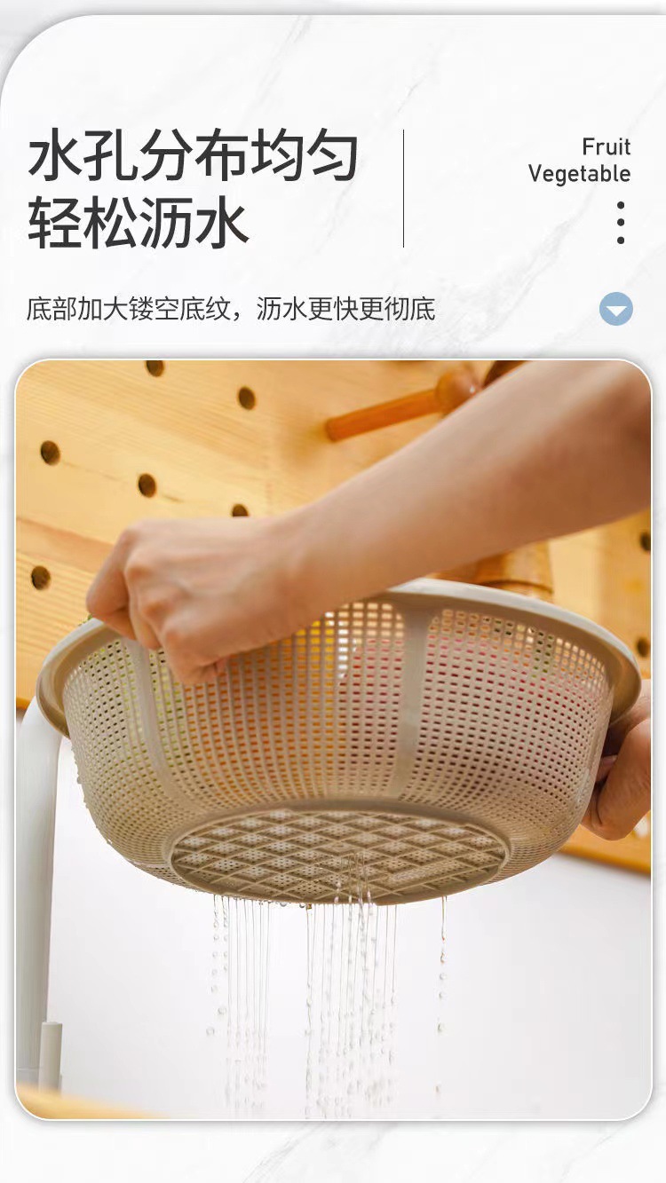 沥水篮家用篮子耐摔圆形厨房洗菜盆加厚密孔筛麻辣烫小吃菜篮批发详情10