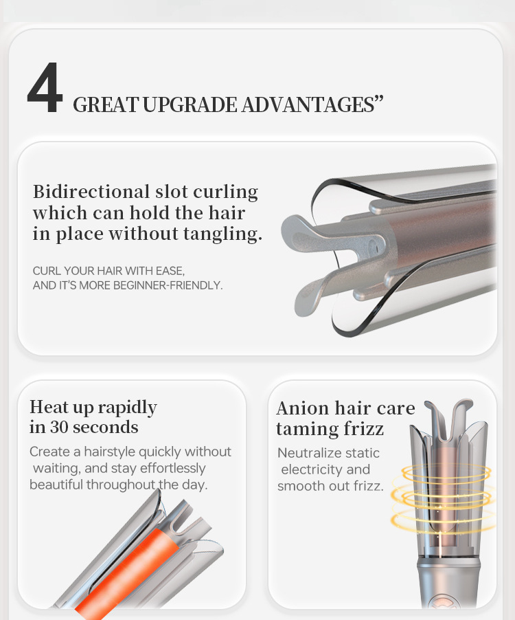 Wow Customized fully automatic negative ion non-damaging electric curling iron, large waves, large curls, portable anti-perming curling iron pic 3