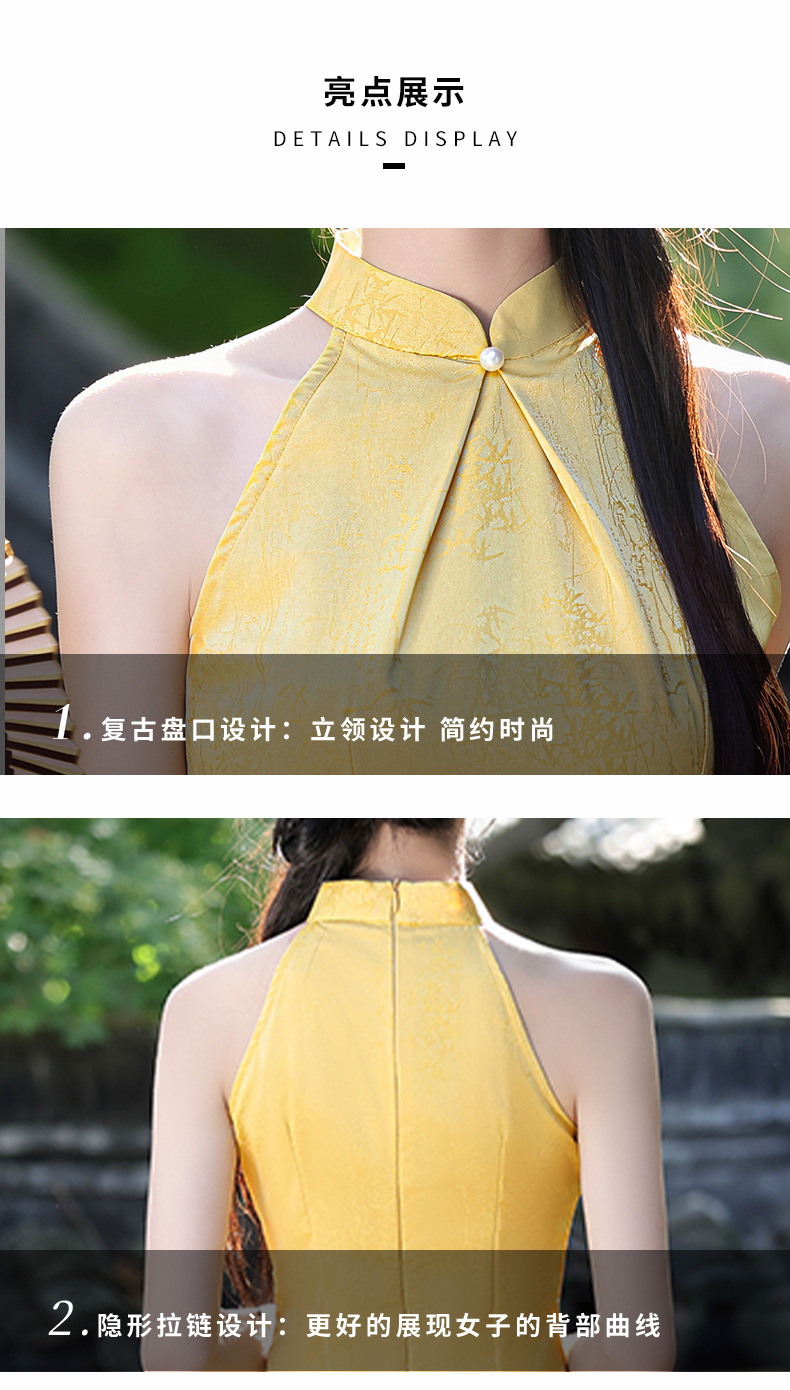 Yellow cheongsam 2025 new style young girl new Chinese-style daily improved sleeveless beautiful dress for summer pic 11
