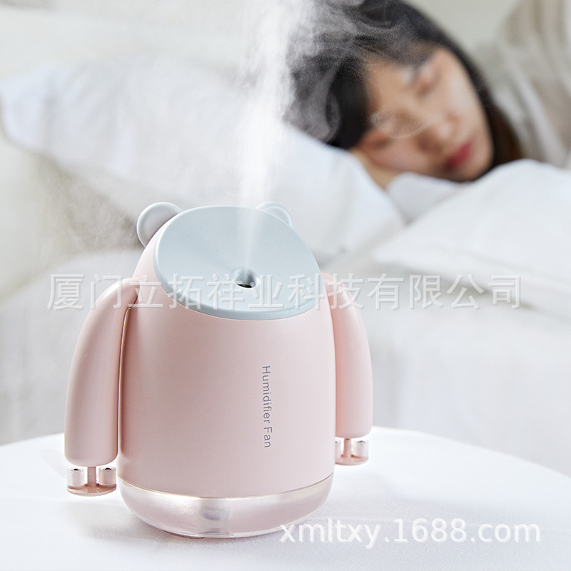 新款USB可充电2000mah熊猫喷雾加湿器风扇 桌面加濕器 humidifier详情5