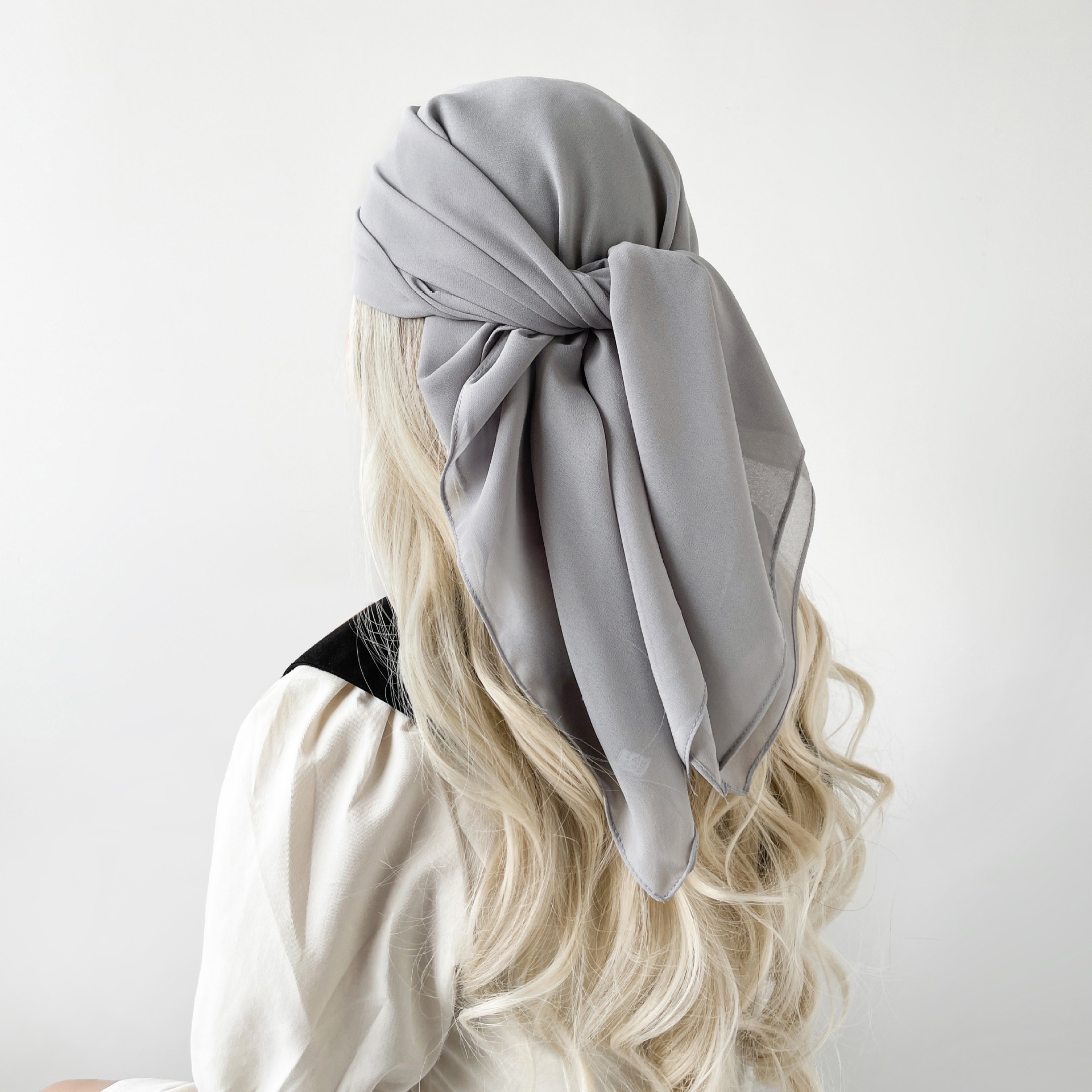 Pañuelo de seda monocolor de verano 90 gasa perla pañuelo de color sólido malay hijab asia sudoriental pañuelo de mujer cubierta hui pic 11