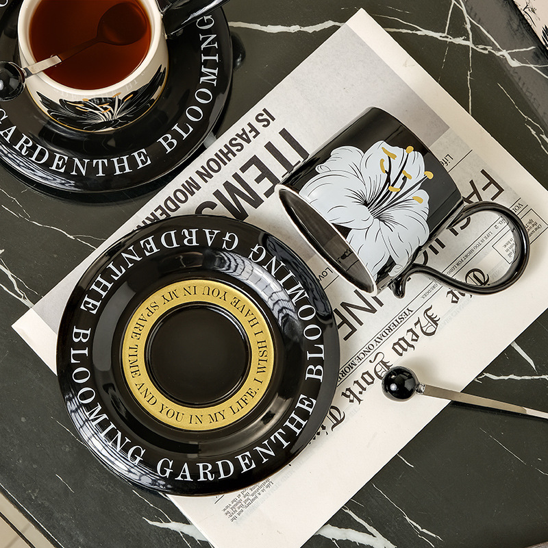 Retro-style ceramic coffee cups and saucers with a light luxury and high-end feel, afternoon tea coffee cups, home mugs, gift boxes, and souvenirs pic 9