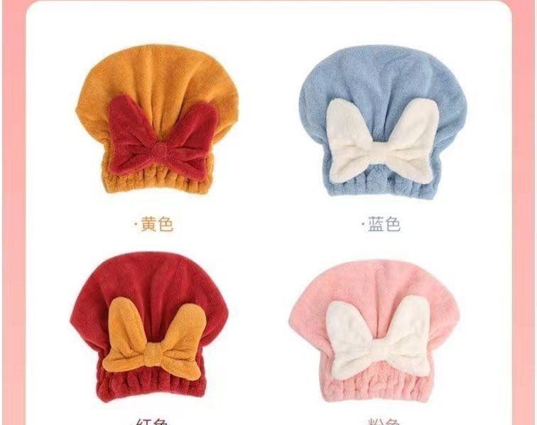 Bow dry hair cap for women, quick drying, strong water absorption, no hair shedding, high appearance level for students, dry hair towel for washing hair, no blow-off shower cap pic 3