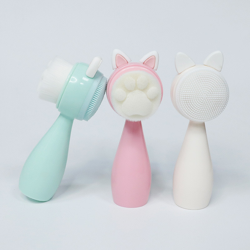 Silicone double-sided facial cleansing brush, soft bristle facial cleansing device, suitable for both men and women, manual massage for deep cleansing of facial pores pic 20