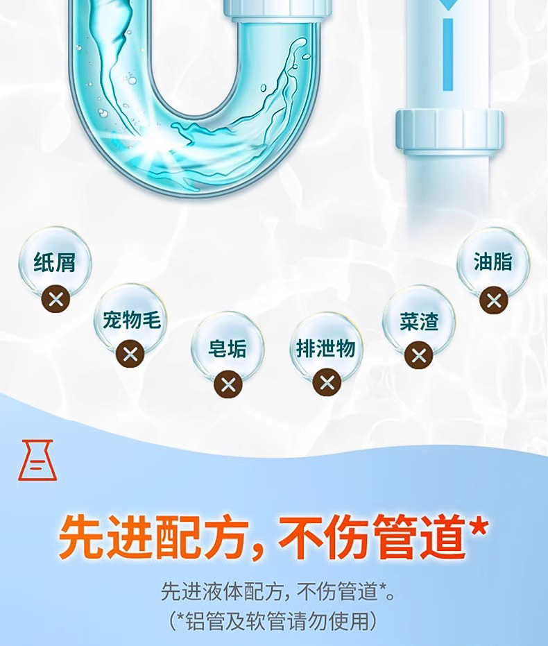 厕所管道疏通剂强力溶解厨房下水道油污渍马桶厕所堵塞疏通液神器详情5