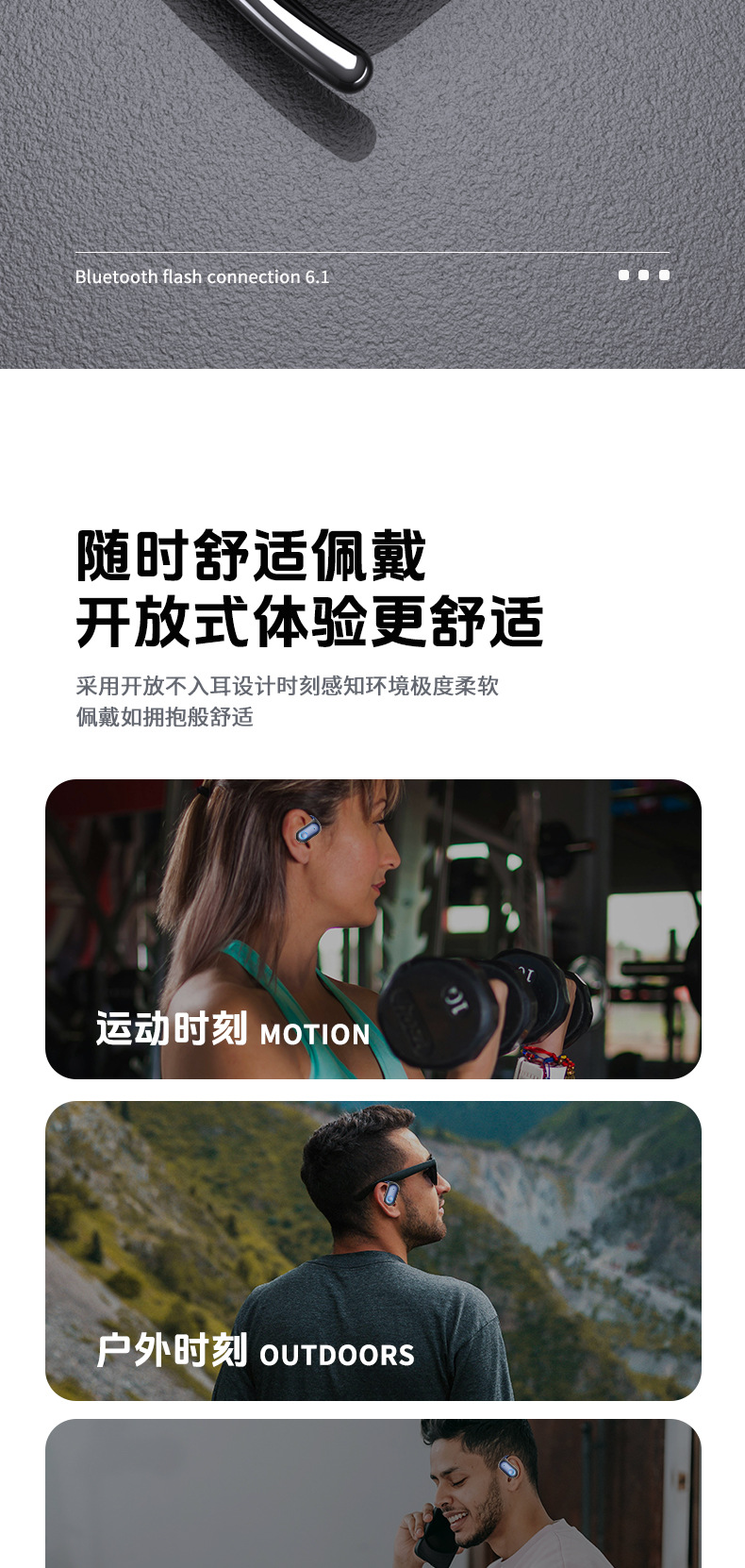 AI translation Bluetooth headphones, simultaneous interpretation ear-hanging headphones, wireless sports, ultra-long battery life pic 16