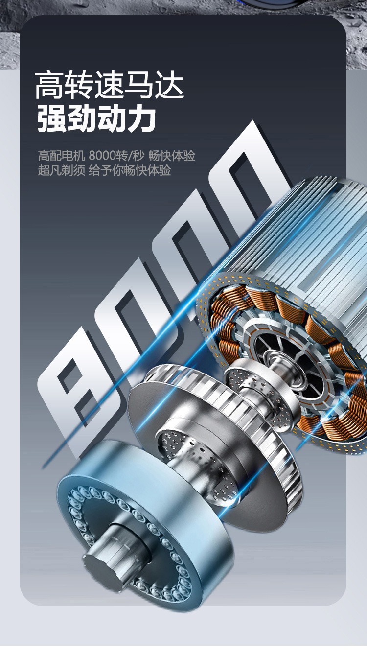 跨境电动剃须刀充电式便携刮胡刀男士小钢炮抖音爆款三刀头超干净详情9