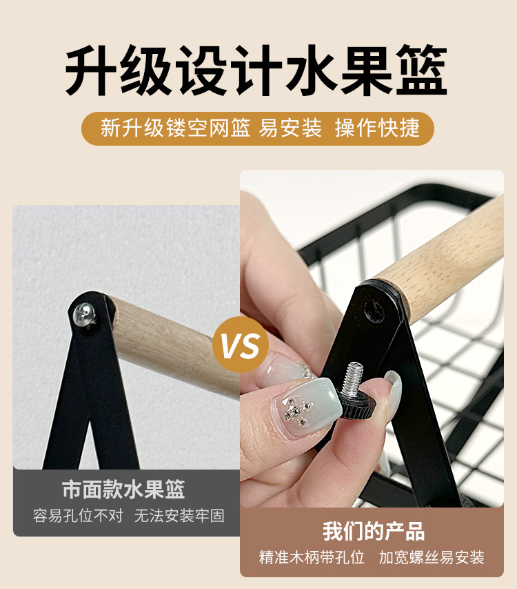 厨房多功能蔬果收纳架水果盘零食蔬菜置物架手提糖果托盘果篮详情11