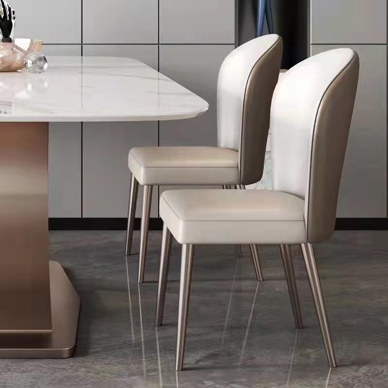 Italian light luxury leather dining chairs, home casual modern and simple stools, negotiation hotel restaurant soft-padded iron dining chairs pic 7