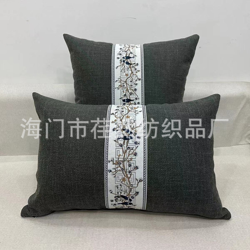 New Chinese-style linen throw pillows, chair furniture, backrest cushions, redwood sofa backrest, rectangular waist pillow with core pic 12