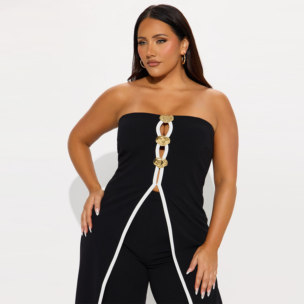 ZY6190 Amazon Independent store strapless false two-piece elegantly designed jumpsuit New partyjumpsuit pic 8