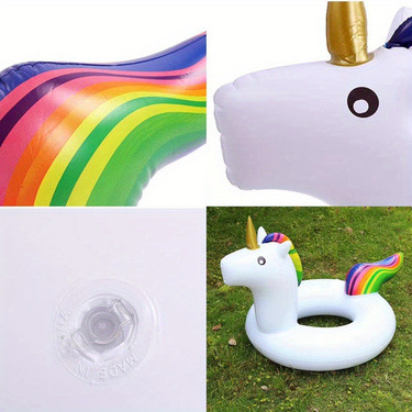 TEMU&SHEIN offers a new type of adult inflatable swimming ring with a rainbow unicorn bubble mount made of PVC pic 4