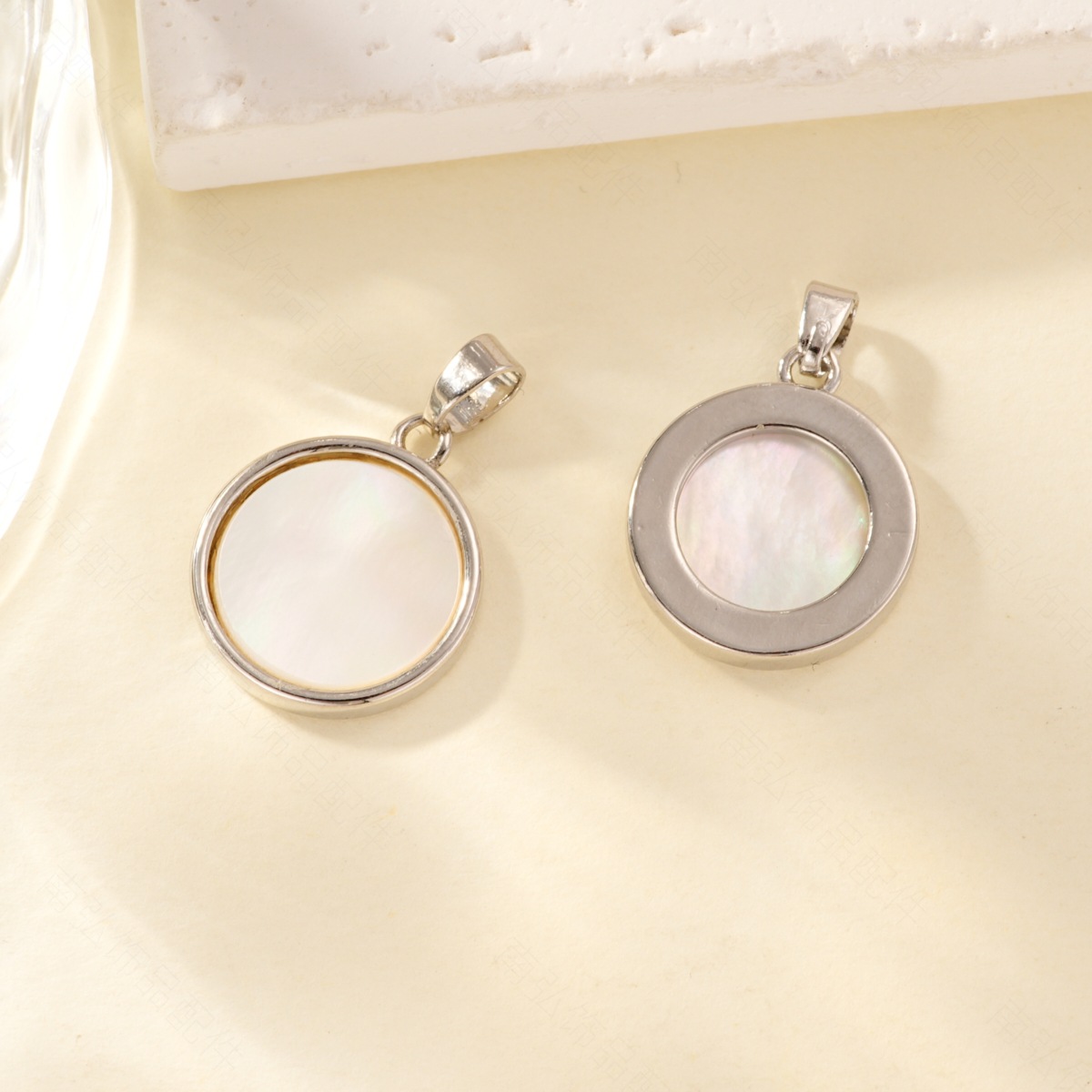 Copper-plated real gold color retention white shell round pendant necklace clasp, high-end bracelet necklace clasp DIY accessory pic 11