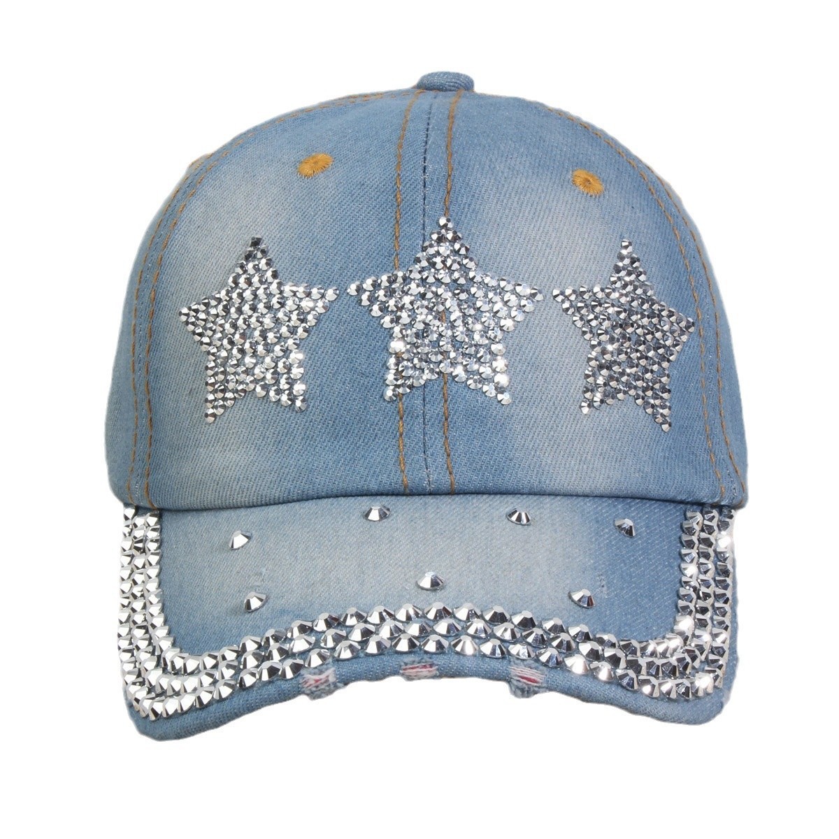 牛仔镶钻棒球帽弯檐男帽女帽百搭款遮阳鸭舌帽夏季休闲百搭帽子详情4