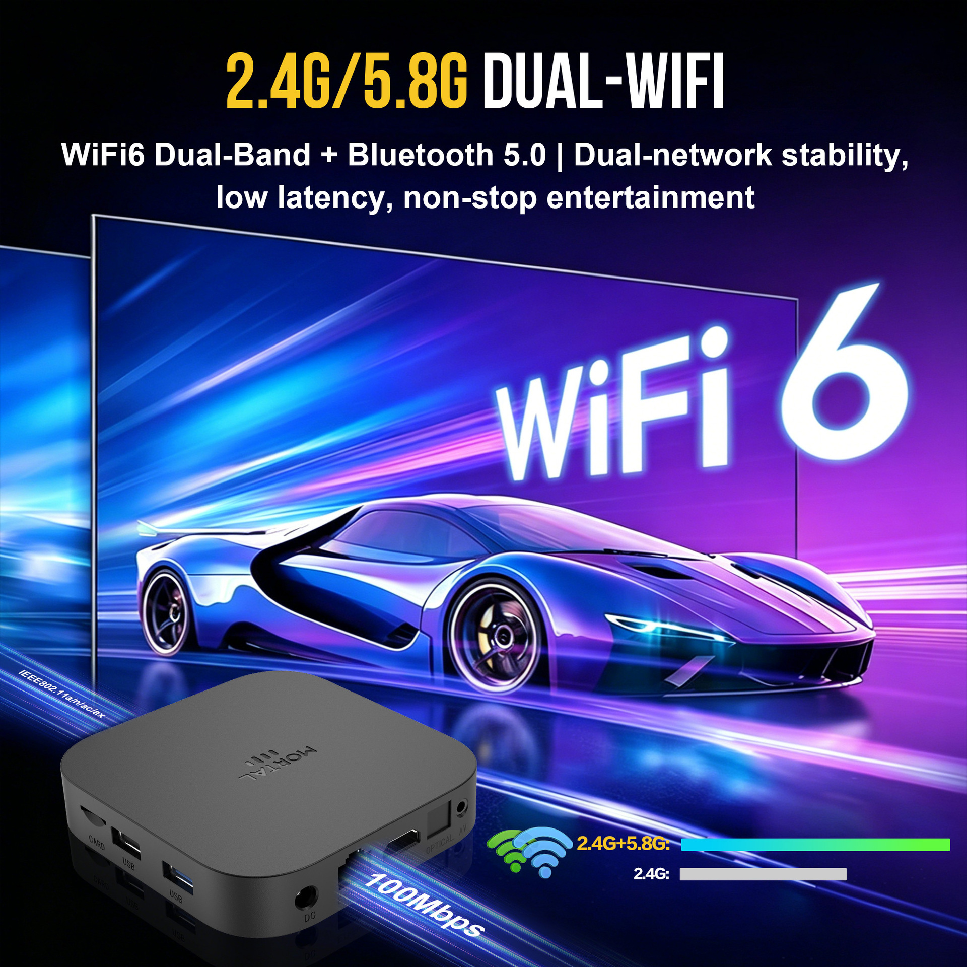 Mortal X5S 3518, управляемый 8K hd wififi6 с голосовым управлением bluetooth network TVBOX pic 6
