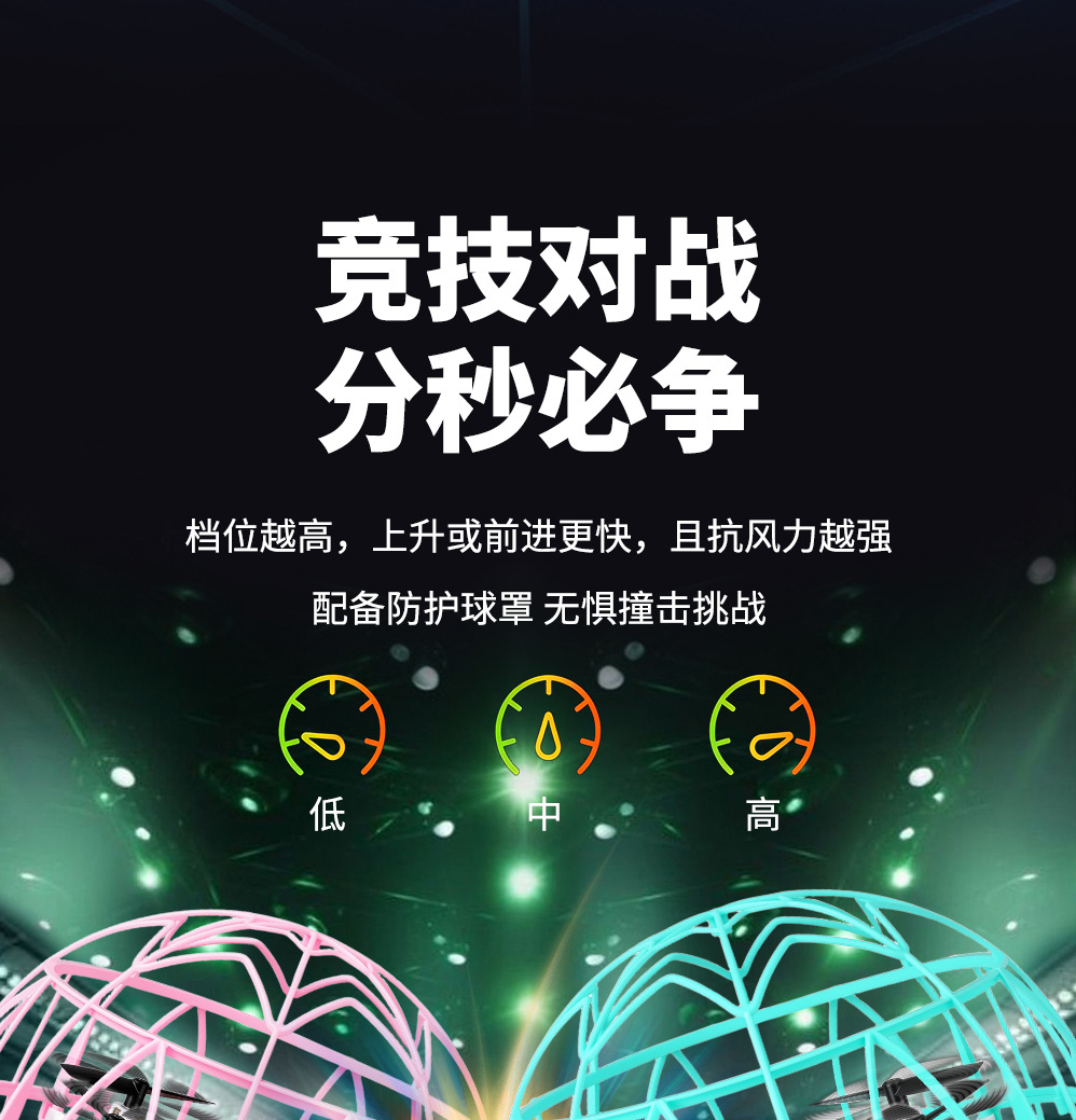 新款遥控足球一键起降大直径飞行球炫酷灯光儿童无人机玩具详情6