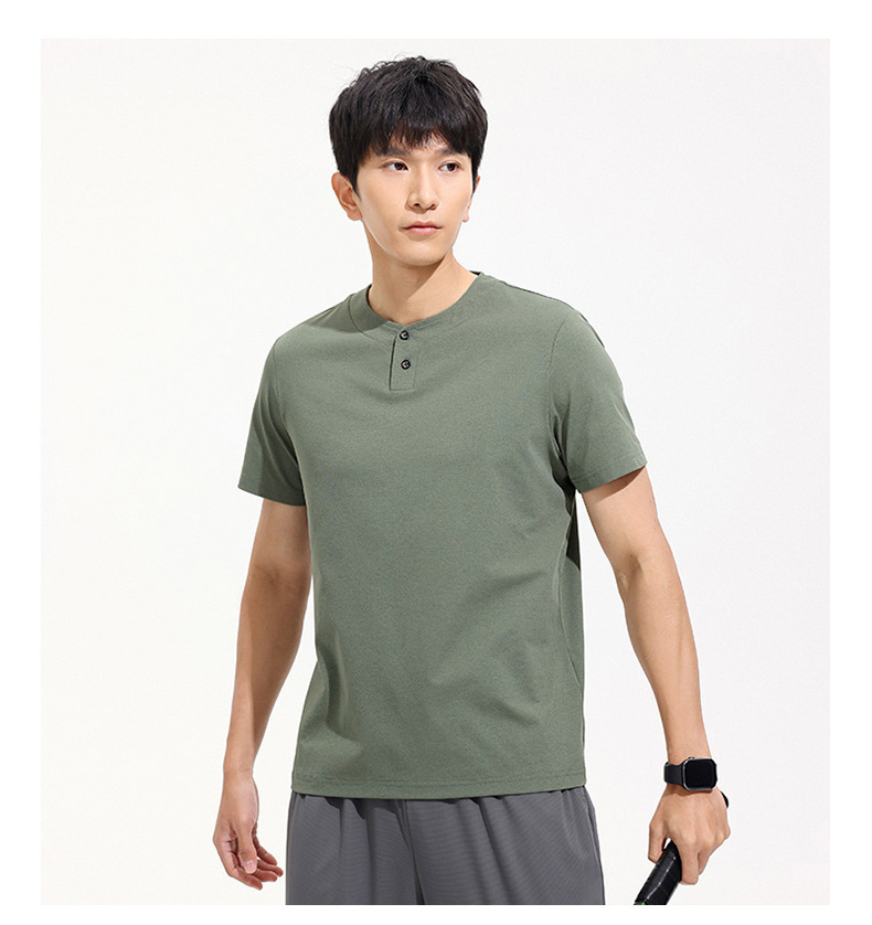 A new short-sleeved T-shirt for men in summer, featuring a trendy American style with a button-down collar and a cool, breathable feel. It is a sporty and casual top for young people pic 19