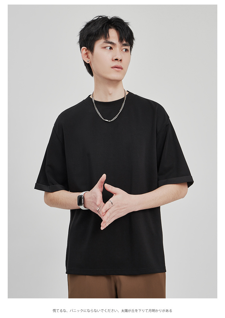 APO男装|潮流垂感针织T恤男士2025春夏新款纯色宽松休闲短袖上衣详情23