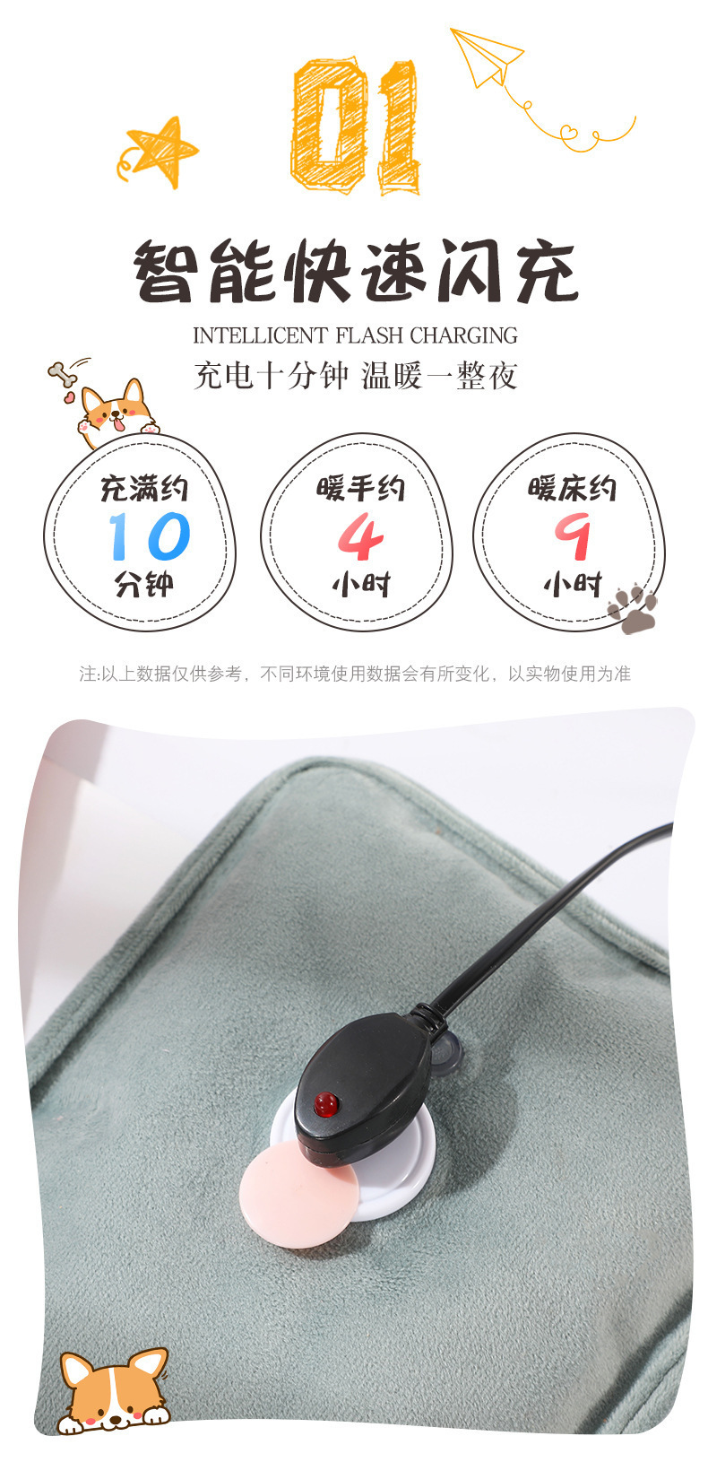 龙猫热水袋充电防爆暖水袋暖手宝敷肚子毛绒插手注水电热水袋详情4