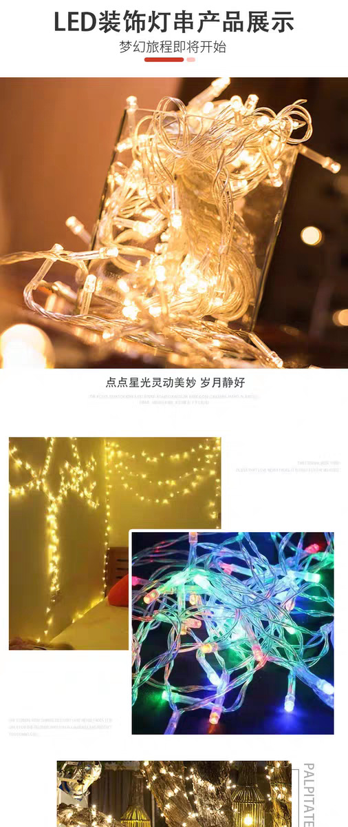 新年跨境新款led灯串满天星带闪功能防水电池盒裸灯圣诞节日户外详情11