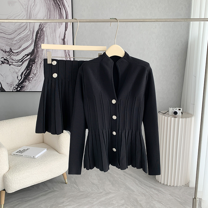 Bajia Heavy Industry Crystal button waist-cinching knitted sweater for women 24 early Autumn new style, slimming and hollowed-out high-end top pic 5