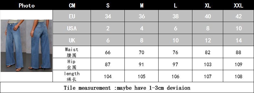 New stretch jeans for women from Europe and America are selling well. They are fashionable, stylish, commuter wide-leg jeans with washable stretch pic 2