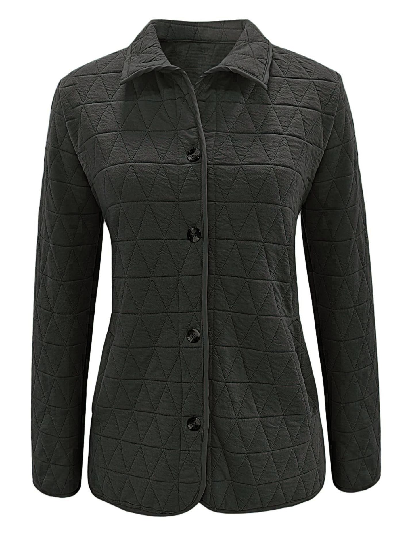 Cross-border cross-border foreign trade wholesale 2025 autumn/Winter new style European and American style quilted thread decorated simple solid color round neck loose cotton-padded jacket pic 15