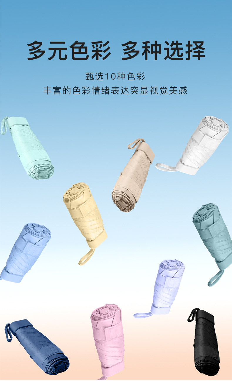 扁五折伞小巧便携卡包伞遮阳防晒防紫外线太阳伞胶囊口袋晴雨伞详情3