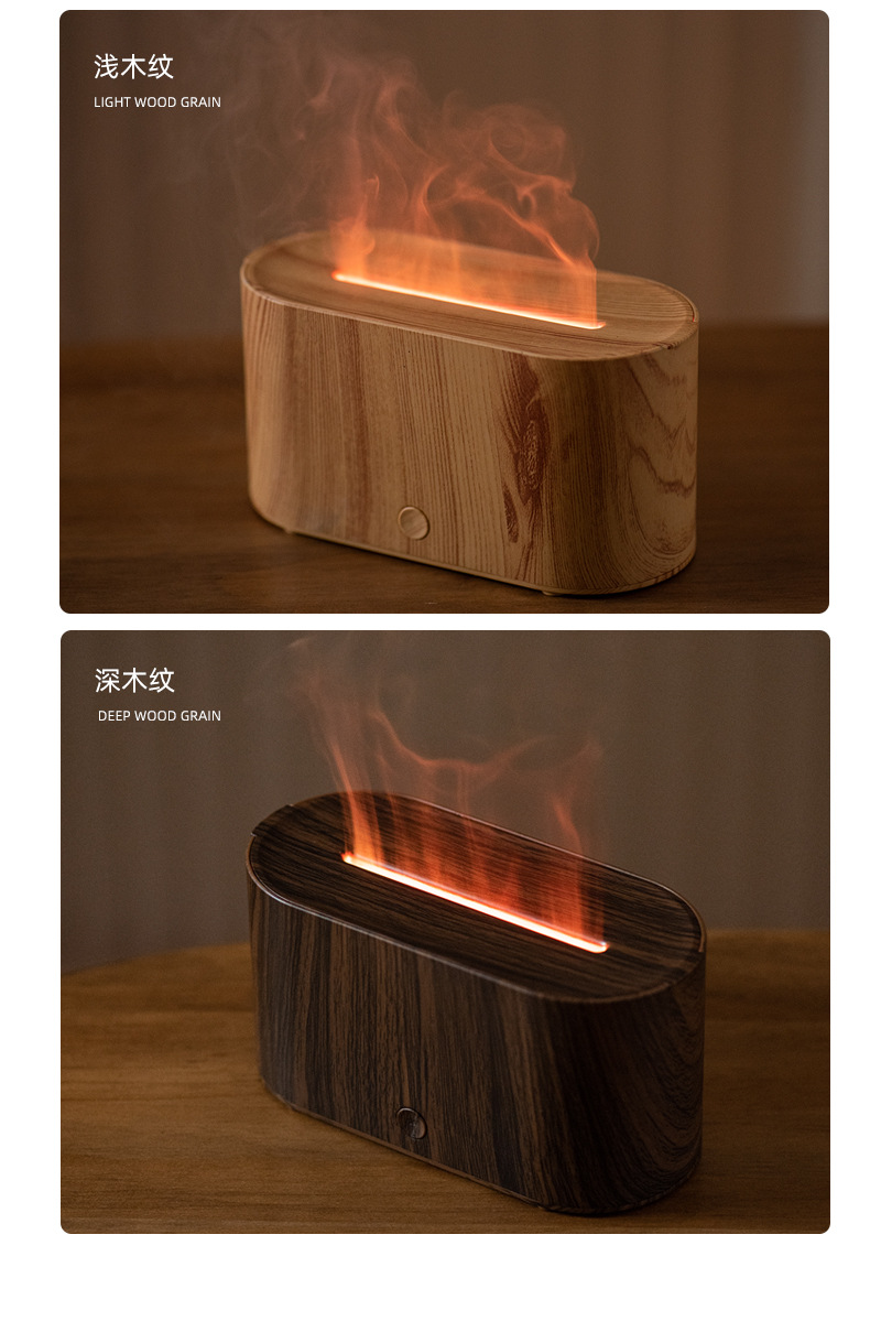New product simulation flame humidifier, aroma diffuser, USB seven-color ambient light, thick fog volume, home and office aroma diffusion and water replenishment pic 13